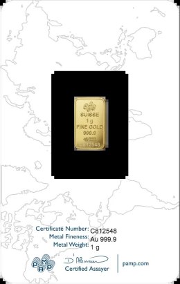 1 g Złota Sztabka Róża – PAMP Suisse, blister CertiPack z certyfikatem, złoto inwestycyjne
