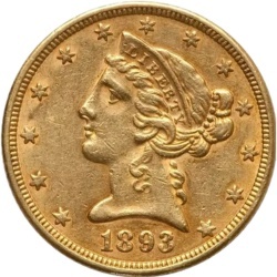 5 Dolarów "Liberty Head" Złota Moneta | 1795-1929