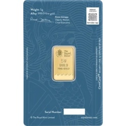 5g Britannia sztabka złota Royal Mint – czyste złoto 999,9 w blistrze z wizerunkiem Britanni 5g Britannia sztabka złota Royal Mint – czyste złoto 999,9 w blistrze z wizerunkiem Britanni