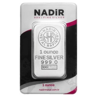 1 Uncja Srebrna Sztabka | Nadir Metal Rafineri