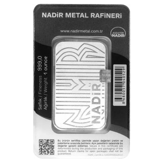1 Uncja Srebrna Sztabka | Nadir Metal Rafineri