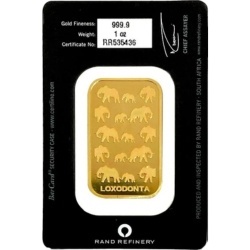 1 oz złota sztabka Rand Refinery Loxodonta Africana 999,9