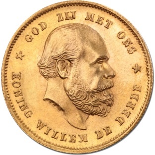 10 Guldenów Holandia Wilhelm III Złota Moneta | 1875 - 1889