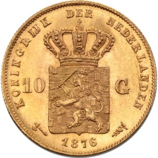10 Guldenów Holandia Wilhelm III Złota Moneta | 1875 - 1889