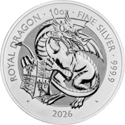 10 oz Bestie Tudorów Royal Dragon Srebrna Moneta 2026
