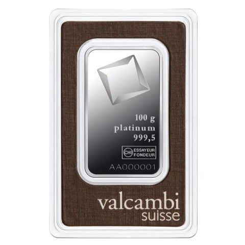 100 g Platynowa Sztabka Valcambi