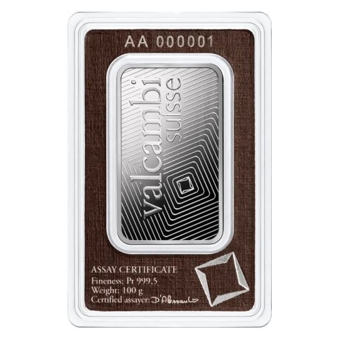 100 g Platynowa Sztabka Valcambi