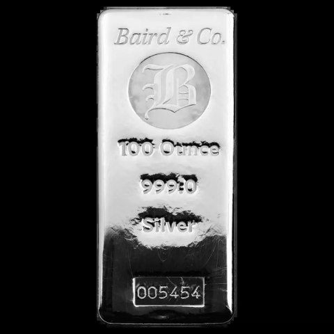 100 oz Srebrna Sztabka | Baird &amp; Co.