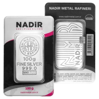 100g Srebrna Sztabka | Nadir Metal Rafineri | Bita