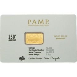 2.5g Złota Sztabka | PAMP | 250th Anniversary of the United States Vintage | Heraldic Bald Eagle