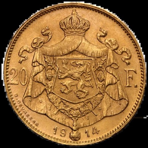 20 Franków Belgia Albert I Złota Moneta | 1909 -1934