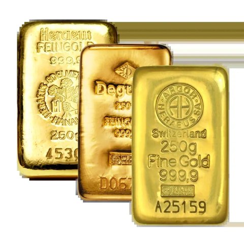 250g Różni Producenci Złota Sztabka LBMA