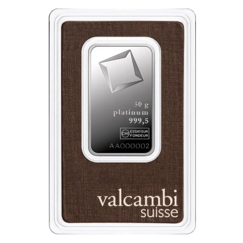 50 g Platynowa Sztabka Valcambi