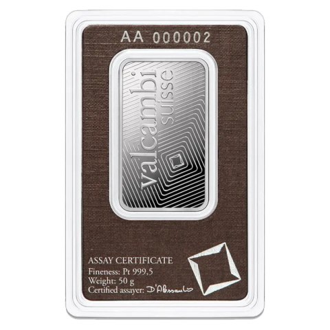 50 g Platynowa Sztabka Valcambi