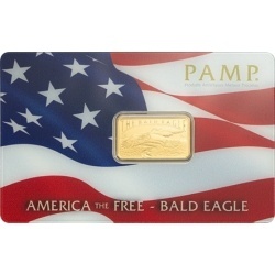 Sztabka PAMP Bald Eagle 5 g w blistrze CertiPAMP z kartą certyfikacyjną w motywie amerykańskiej flagi