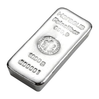 Heraeus 1 kg Srebrna Sztabka Odlewana