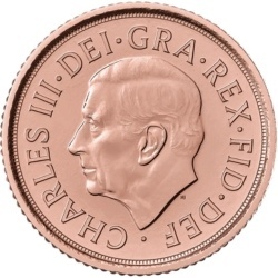 Pamiątkowe Pół Suwerena Karol III 2022 – złota moneta Royal Mint, 3,99 g, próba 916,7, awers i rewers obok siebie