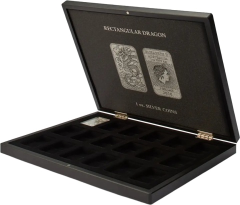 Volterra Uno | Coin Box for 18 Rectangular Dragon Silver Coins in Capsules