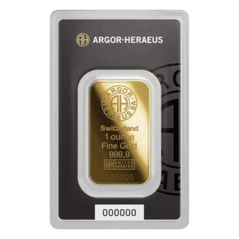 1 Uncja Sztabka Złota Argor-Heraeus – awers