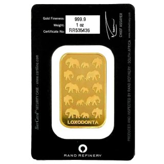 1 Uncja Złota Sztabka | Loxodonta Africana | Rand Refinery