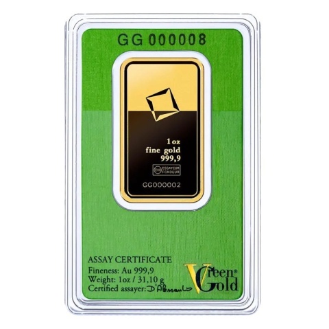 1 Uncja Złota Sztabka Valcambi Green Gold – rewers