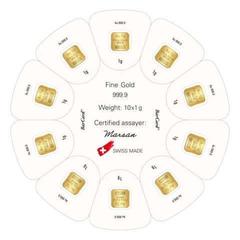 10 x 1g GoldSeed Złote Sztabki Argor-Heraeus – rewers