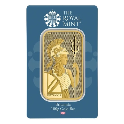 100g Britannia Sztabka Złota Royal Mint – awers