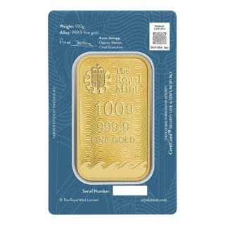100g Britannia Sztabka Złota | Royal Mint