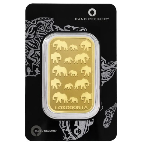 100g Złota Sztabka | Loxodonta Africana | Rand Refinery | QR Code