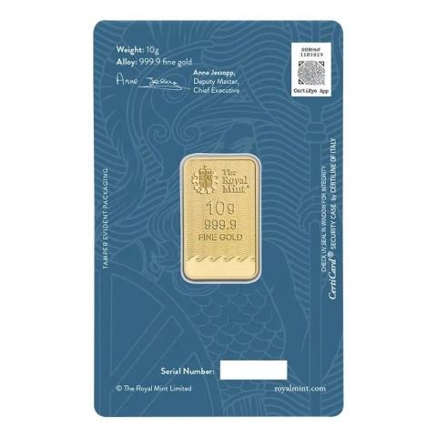 10g Britannia Sztabka Złota Royal Mint – rewers