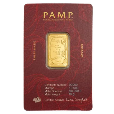 Sztabka złota 10g PAMP Good Luck Feniks