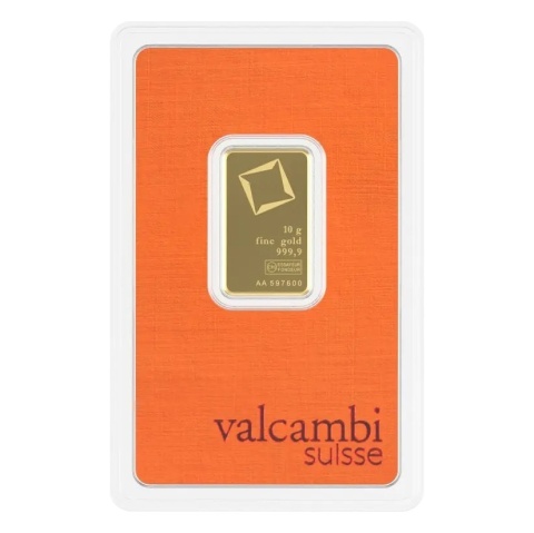 10g Złota Sztabka Valcambi – awers