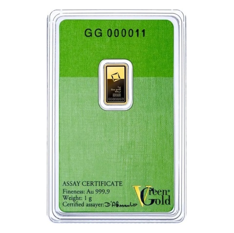 1g Złota Sztabka Valcambi Green Gold – rewers