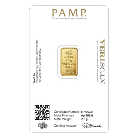 2.5g Złota Sztabka PAMP Fortuna – rewers