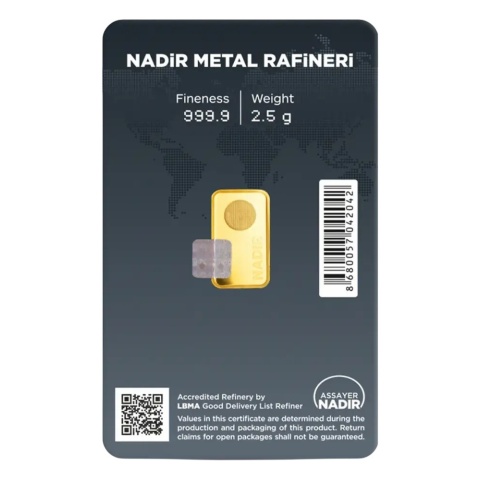 2.5g Sztabka złota Nadir LBMA – rewers