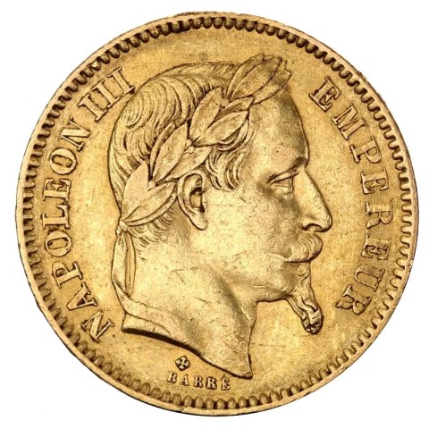 20 Franków Francja Napoleon III z koroną Złota Moneta | 1861 - 1870