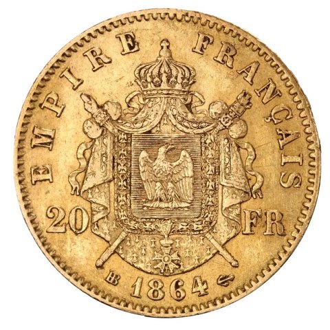 20 Franków Francja Napoleon III z koroną Złota Moneta | 1861 - 1870