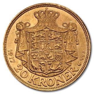 20 Koron Dania Chrystian X Złota Moneta | 1913 - 1917
