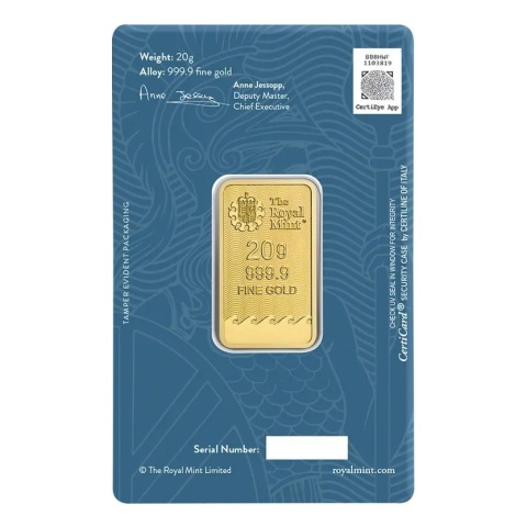 20g Britannia Sztabka Złota Royal Mint – rewers