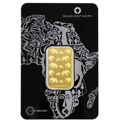 20g Złota Sztabka | Loxodonta Africana | Rand Refinery | QR Code
