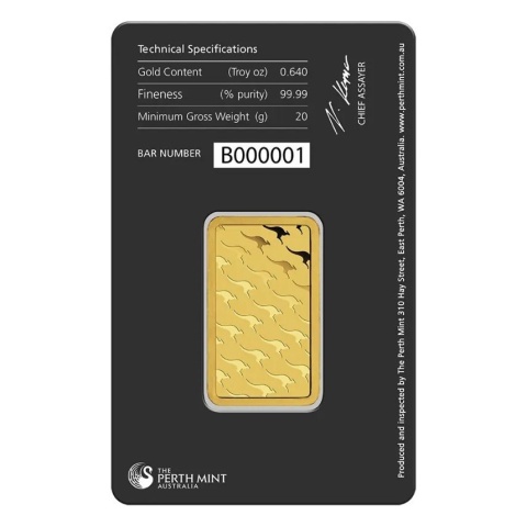 20g Złota Sztabka Perth Mint – rewers