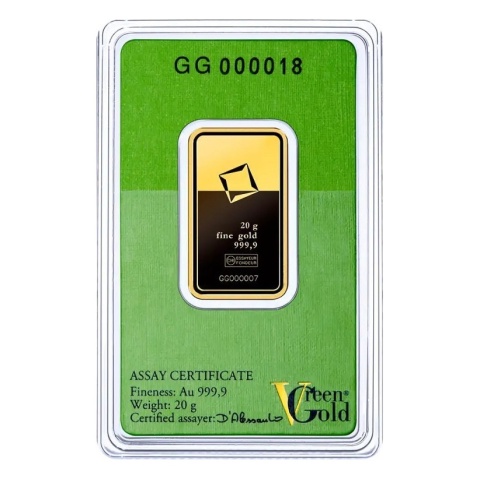 20g Złota Sztabka Valcambi Green Gold – rewers