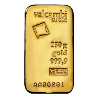250 Złota Sztabka | Valcambi | Odlewana