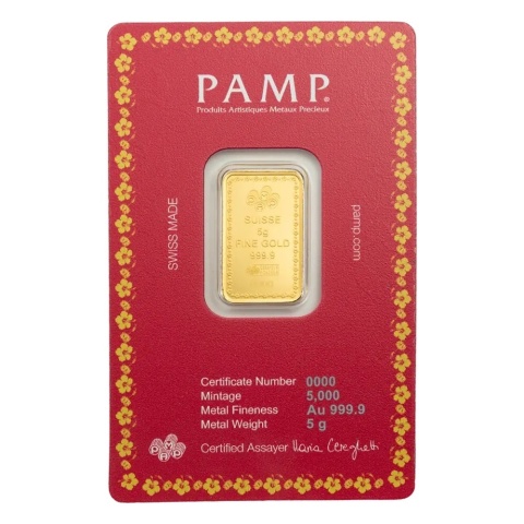 5g Złota Sztabka PAMP Diwali Lakshmi & Sacred Cow – rewers