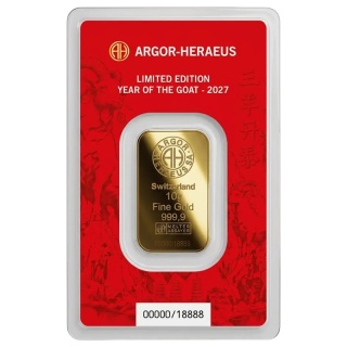Sztabka złota 10g Argor-Heraeus Rok Kozy 2027