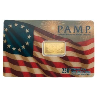 Sztabka złota 2,5 g PAMP Heraldic Bald Eagle — 250-lecie USA