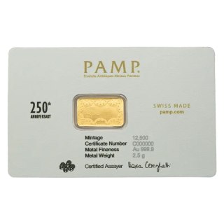Sztabka złota 2,5 g PAMP Heraldic Bald Eagle — 250-lecie USA