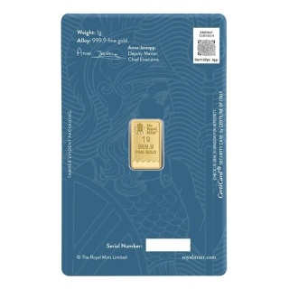 The Royal Mint Britannia 1g Złota Sztabka