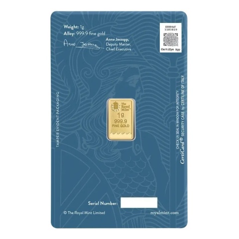 The Royal Mint Britannia 1g Złota Sztabka