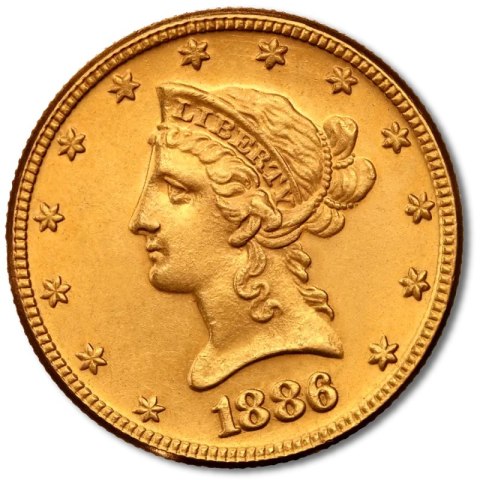 Złota moneta 10 Dolarów Eagle Liberty Head — 1866-1907